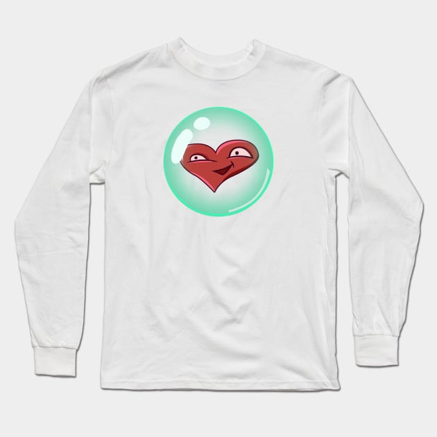 Cartoon Heart (in the Bubble) Long Sleeve T-Shirt by AdJohnson